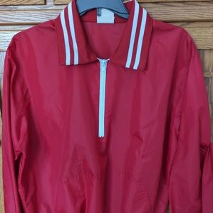 Men's Vintage Windless Red & White Pullover 1/4 Windbreaker Sz. XXL #WMT8302